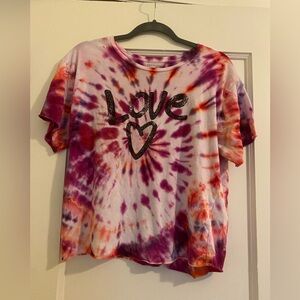 *SOLD* Pink and purple tie dye crop tee